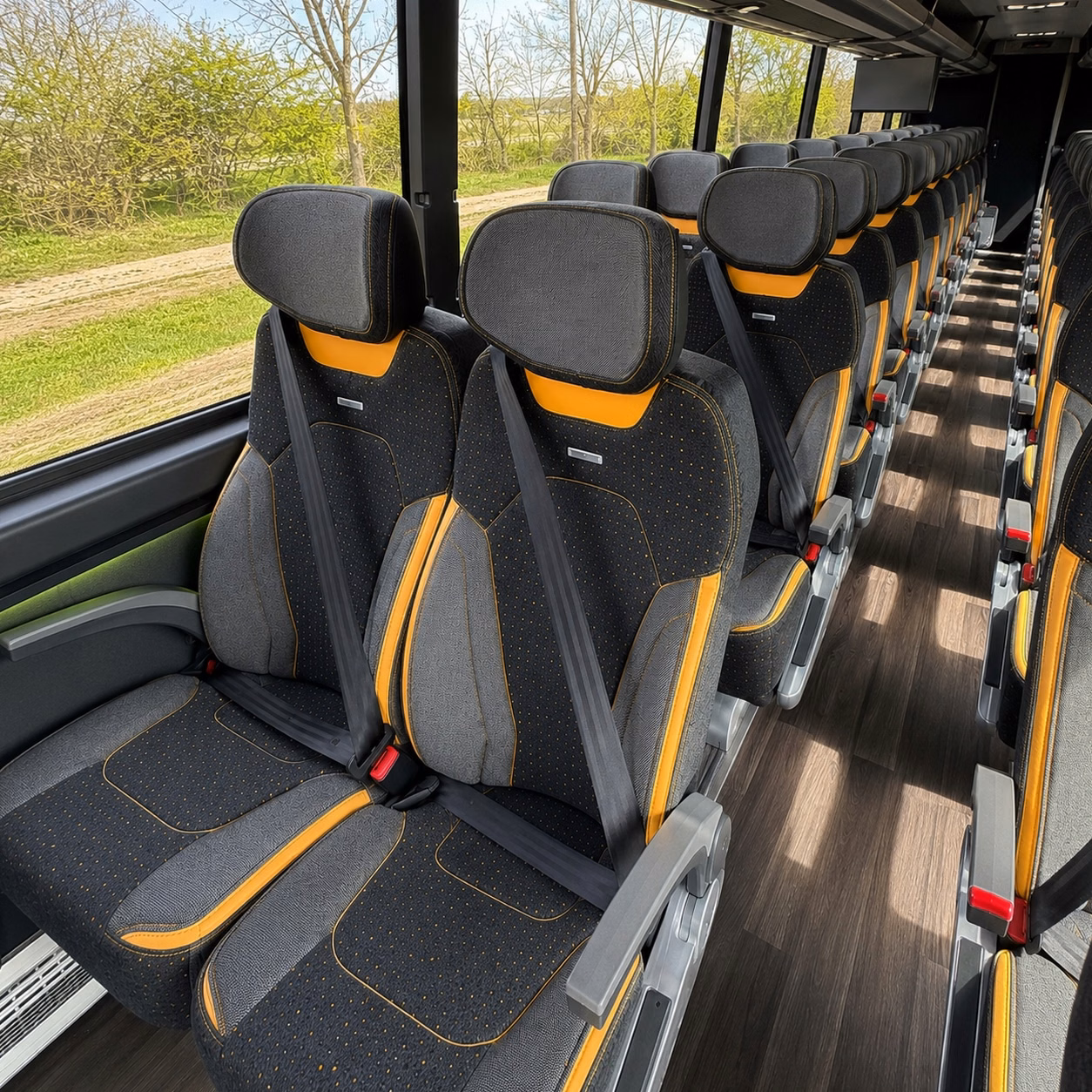 56 passenger charter bus inside
